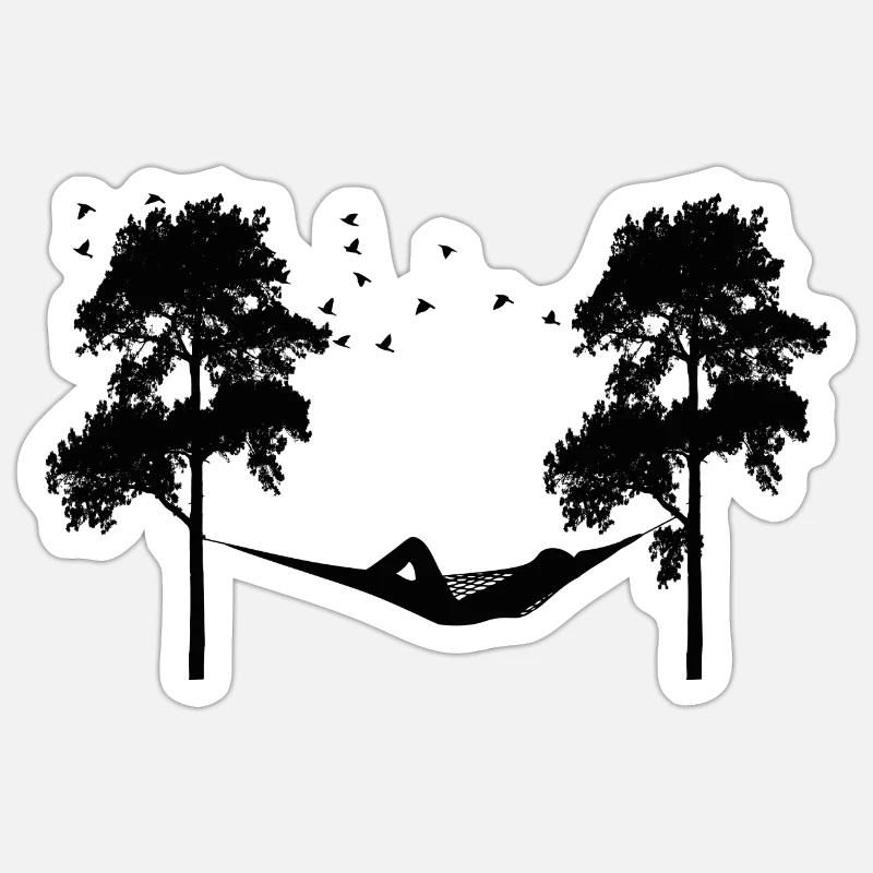Hamac au paradis - Sticker taille S (10 x 10 cm) - blanc mat