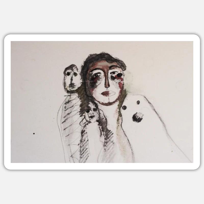mädchen grusel - Sticker Größe S (10 x 10 cm) - Mattweiß