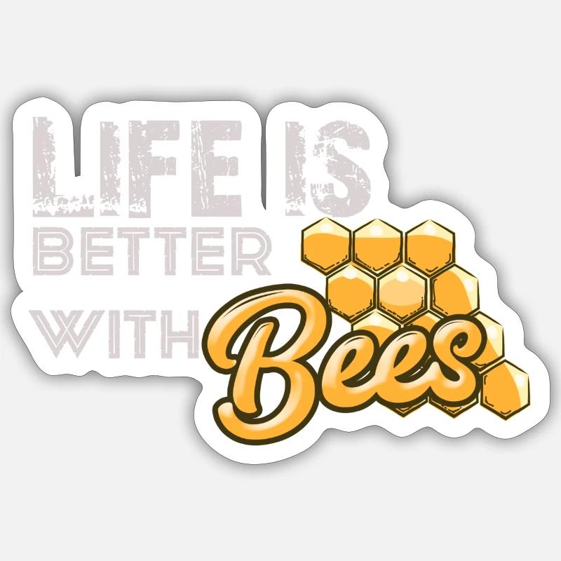 Life is better with bees - Sticker Größe S (10 x 10 cm) - Mattweiß