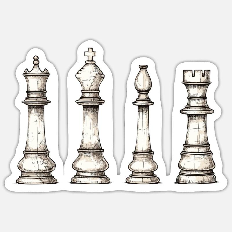 Schach - Sticker Größe S (10 x 10 cm) - Mattweiß