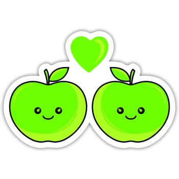 apfel love - Sticker Größe S (10 x 10 cm) - Mattweiß - Vorne