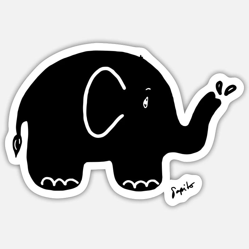 T-shirt Contraste Eléphant - Sticker taille S (10 x 10 cm) - blanc mat