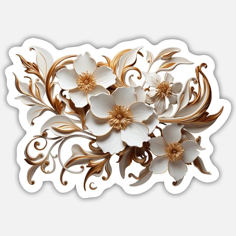 Artwork Elegante Arabesque, Fleurs Sticker taille S (10 x 10 cm)