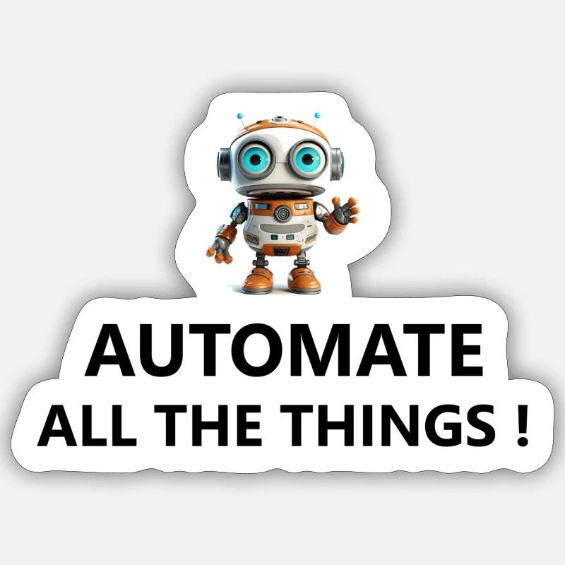 ROBOT - Automate all the things - Sticker Größe S (10 x 10 cm) - Mattweiß