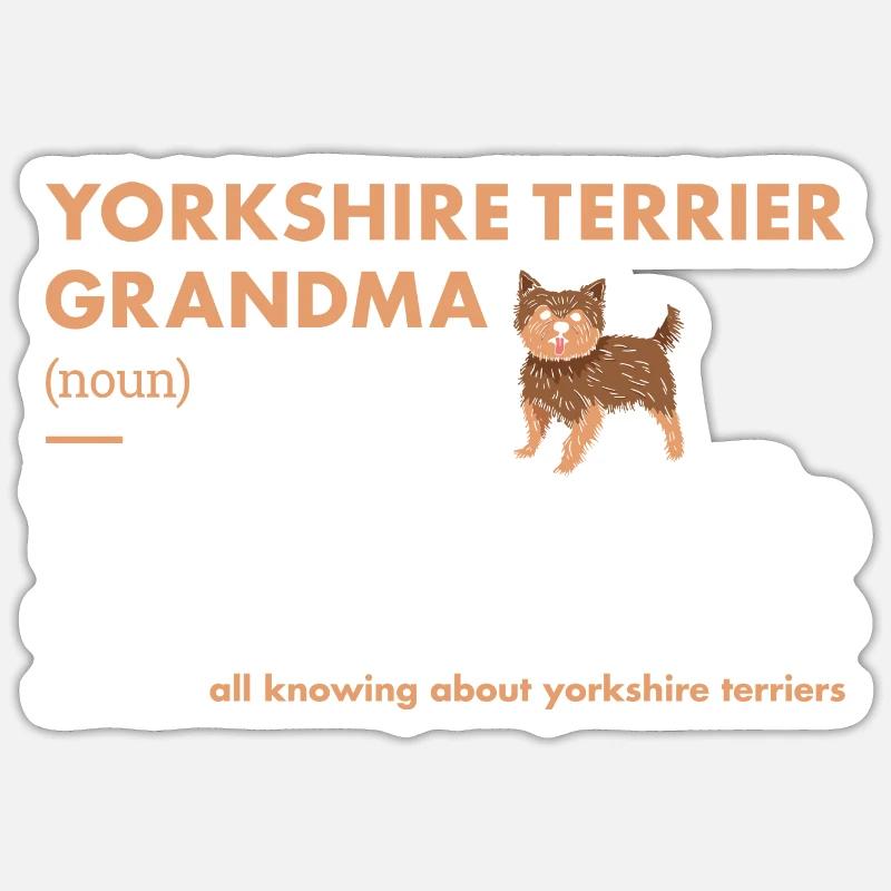 Yorkshire Terrier Grand-mère Définition - Sticker taille S (10 x 10 cm) - blanc mat