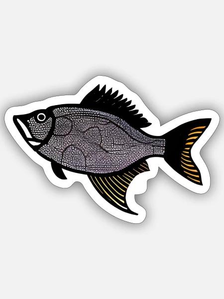 Roter Trommler Fisch (Redfish) - Sticker Größe S (10 x 10 cm) - Mattweiß