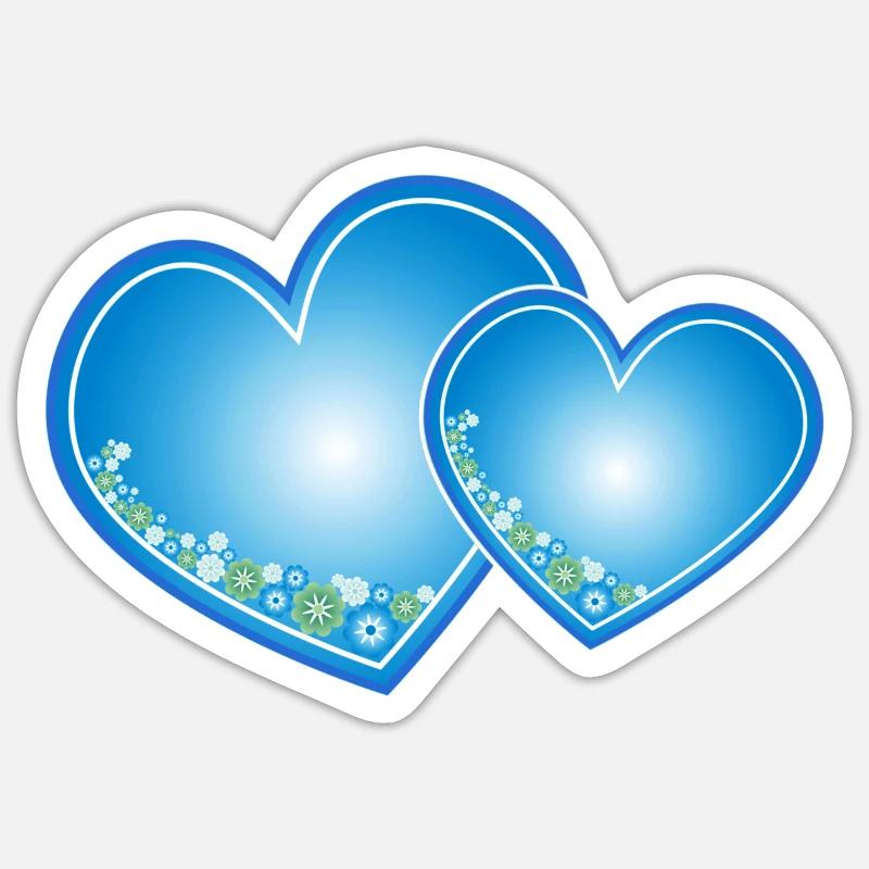 Blue Hearts - Sticker size S (10 x 10 cm) - white matte