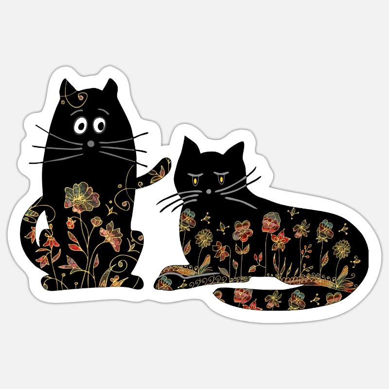 Chats - Sticker taille S (10 x 10 cm) - blanc mat