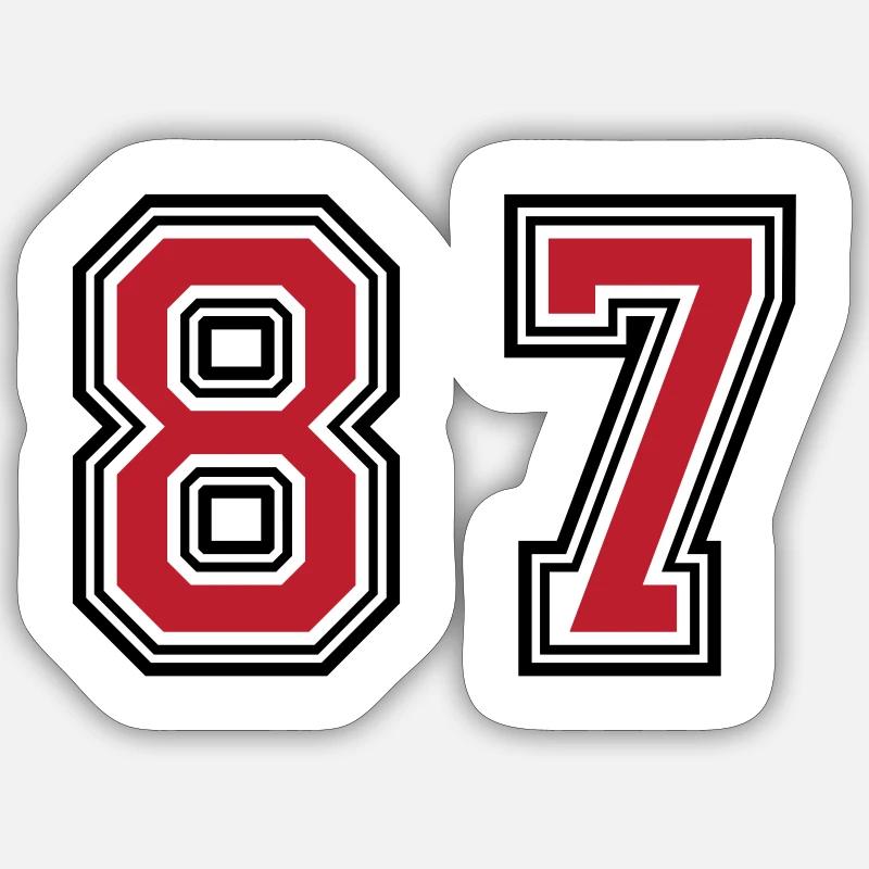 87 Number Symbol - Sticker size S (10 x 10 cm) - white matte