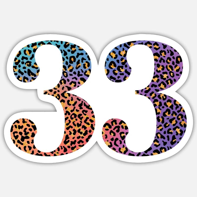 33e anniversaire léopard - Sticker taille S (10 x 10 cm) - blanc mat