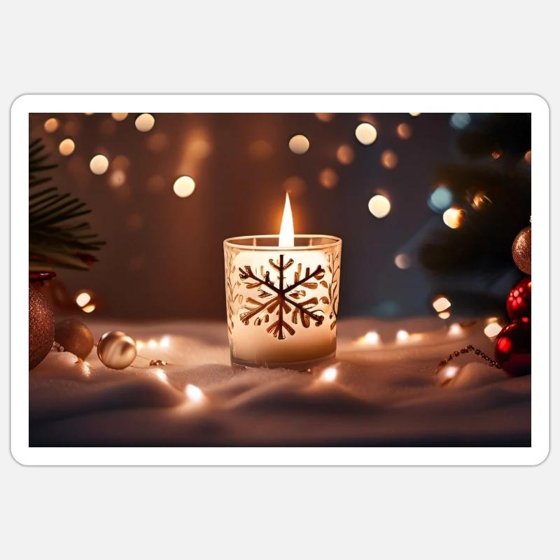 Bougie de Noël - Sticker taille S (10 x 10 cm) - blanc mat