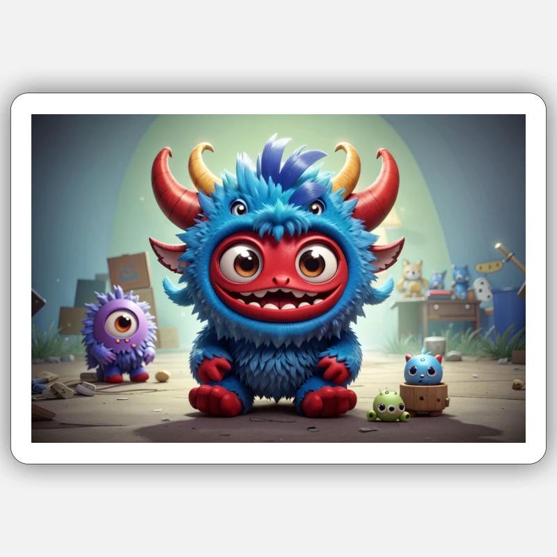Monstre : 4 - Sticker taille S (10 x 10 cm) - blanc mat