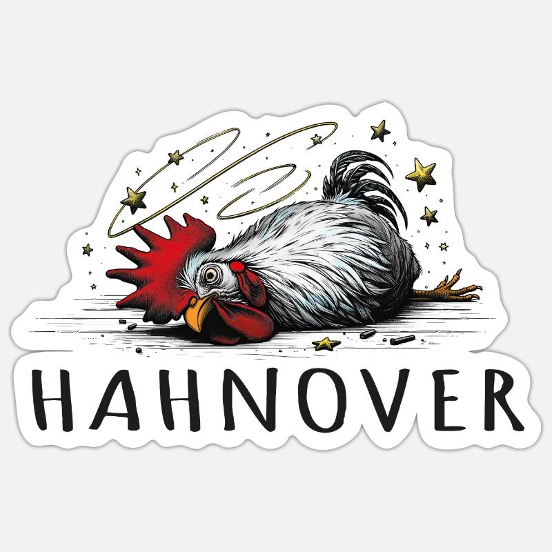 hahnover hangover illustration hendl hahn - Sticker Größe S (10 x 10 cm) - Mattweiß