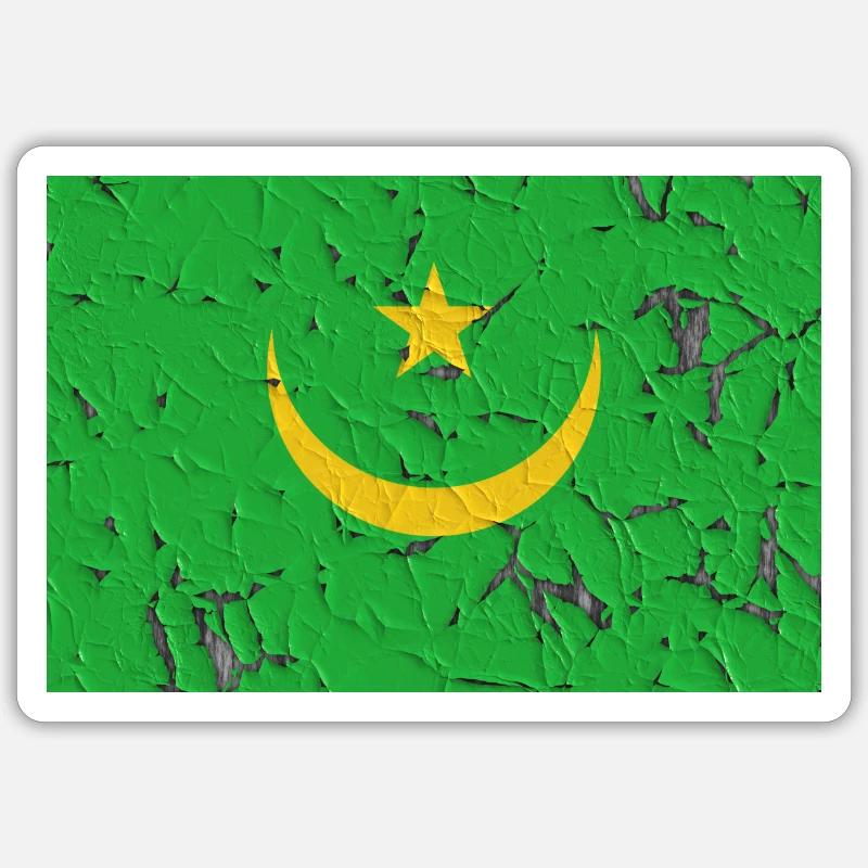 La Mauritanie comme drapeau - Sticker taille S (10 x 10 cm) - blanc mat
