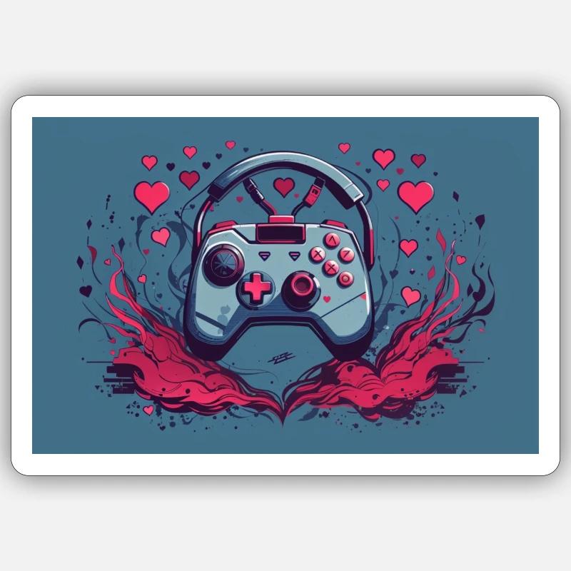 einen Gaming-Controller - Sticker Größe S (10 x 10 cm) - Mattweiß