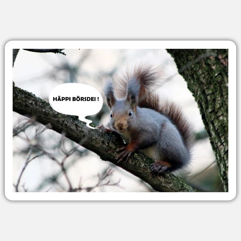 Eichhörnchen, Isibat - Sticker Größe S (10 x 10 cm) - Mattweiß