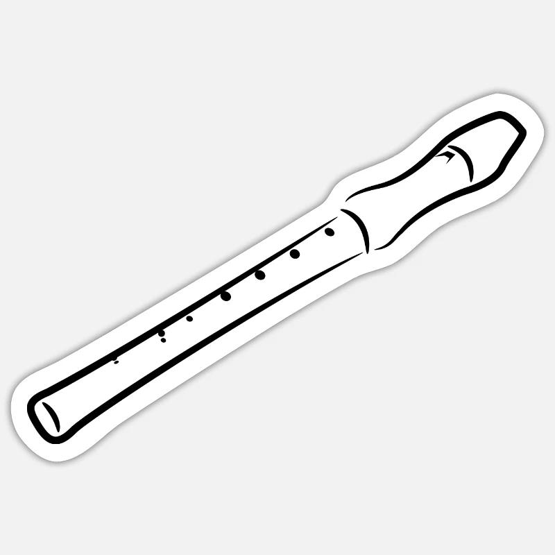 Dessin de flûte - Sticker taille S (10 x 10 cm) - blanc mat