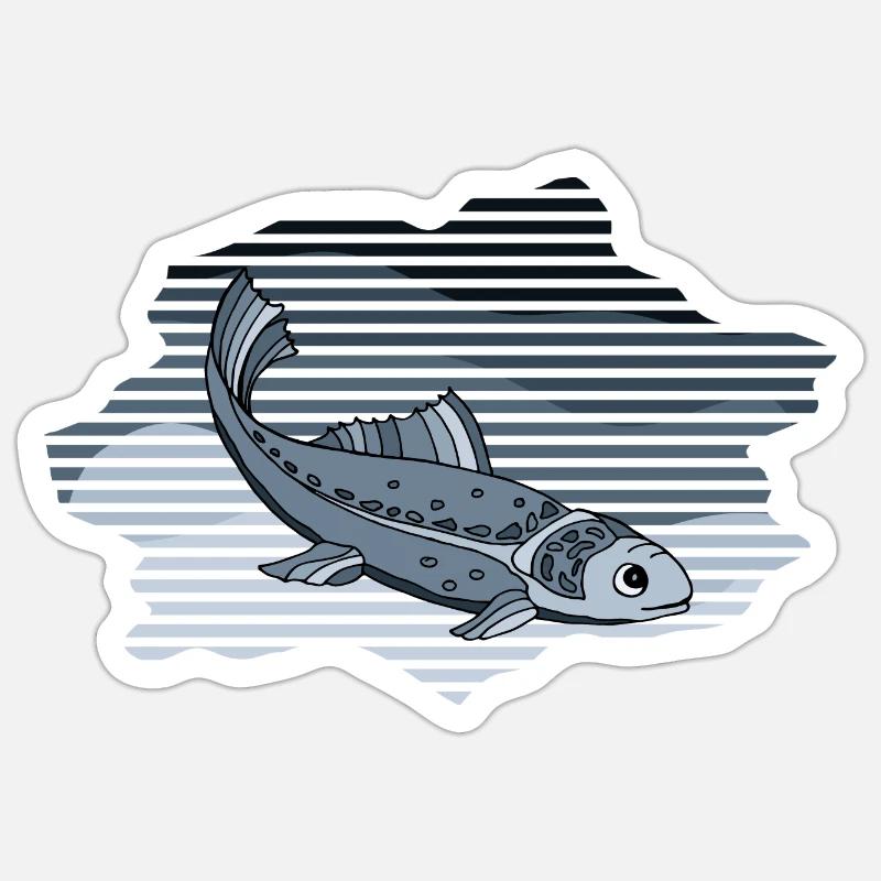 Poisson - Sticker taille S (10 x 10 cm) - blanc mat