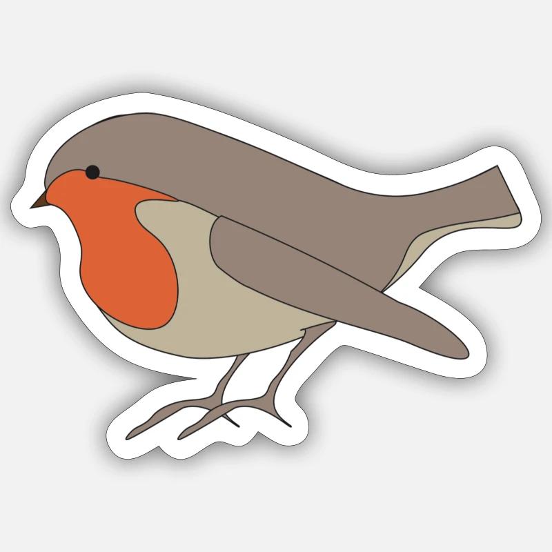 Rotkehlchen - Sticker Größe S (10 x 10 cm) - Mattweiß