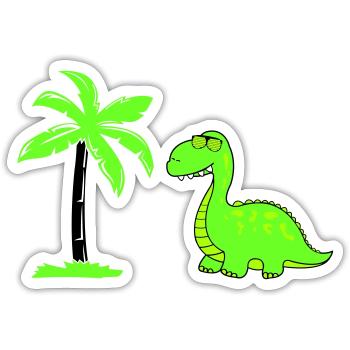 dinosaurier palme 02 - Sticker Größe S (10 x 10 cm) - Mattweiß - Vorne