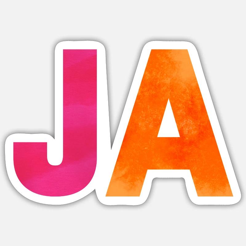 JA. Ein Shirt, ein Wort. - Sticker Größe S (10 x 10 cm) - Mattweiß
