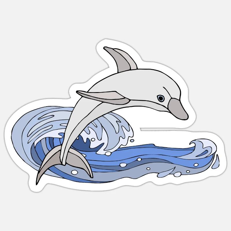 Dauphin - Sticker taille S (10 x 10 cm) - blanc mat