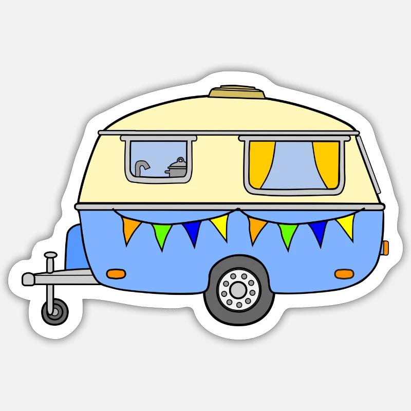 Caravan Caravan Vintage Light Blue - Sticker size S (10 x 10 cm) - white matte