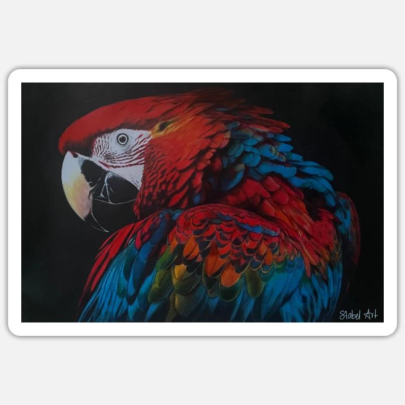 Papagei - Sticker Größe S (10 x 10 cm) - Mattweiß