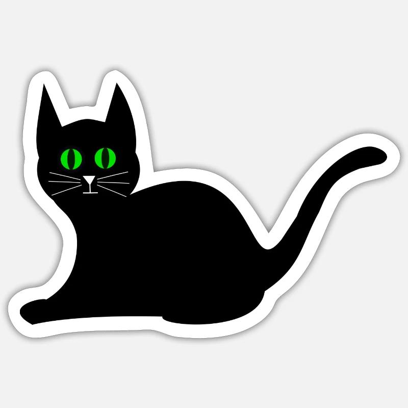 schwarze Katze - Sticker Größe S (10 x 10 cm) - Mattweiß