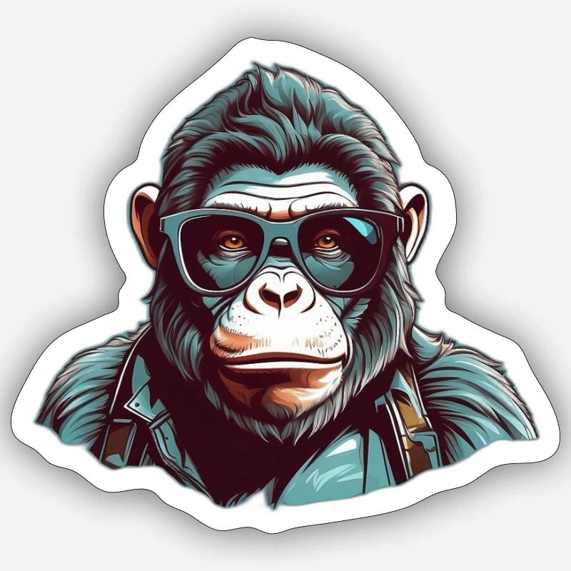 Stylish Gorilla - Sticker size S (10 x 10 cm) - white matte