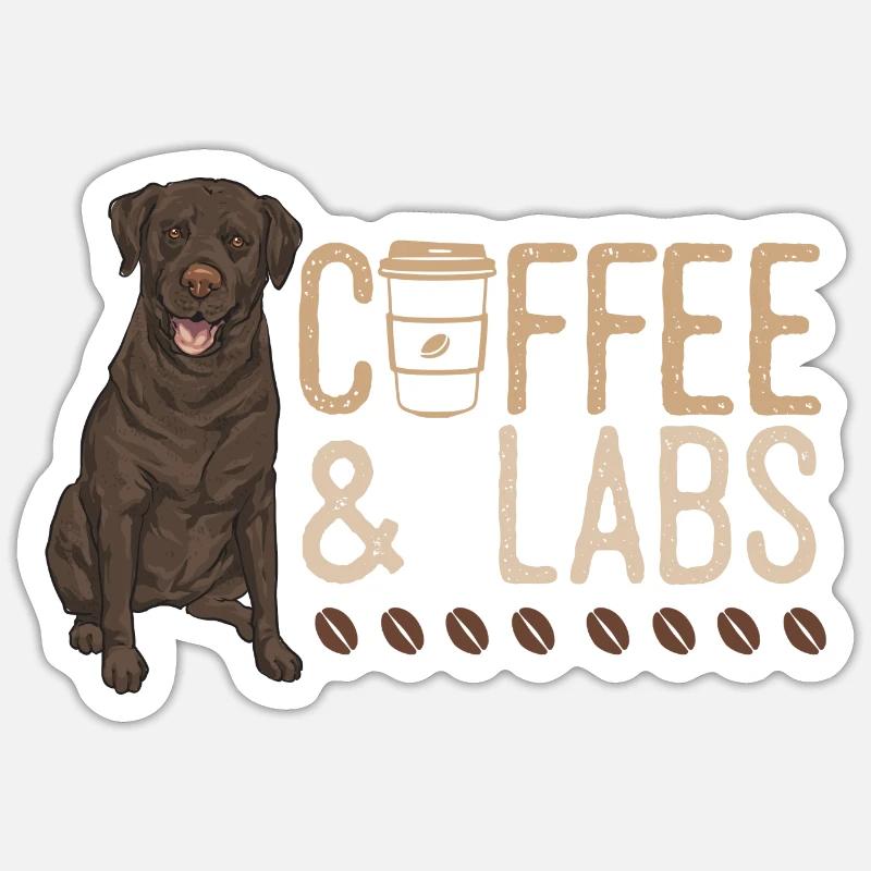 Chien Labrador Retriever chocolat - Sticker taille S (10 x 10 cm) - blanc mat