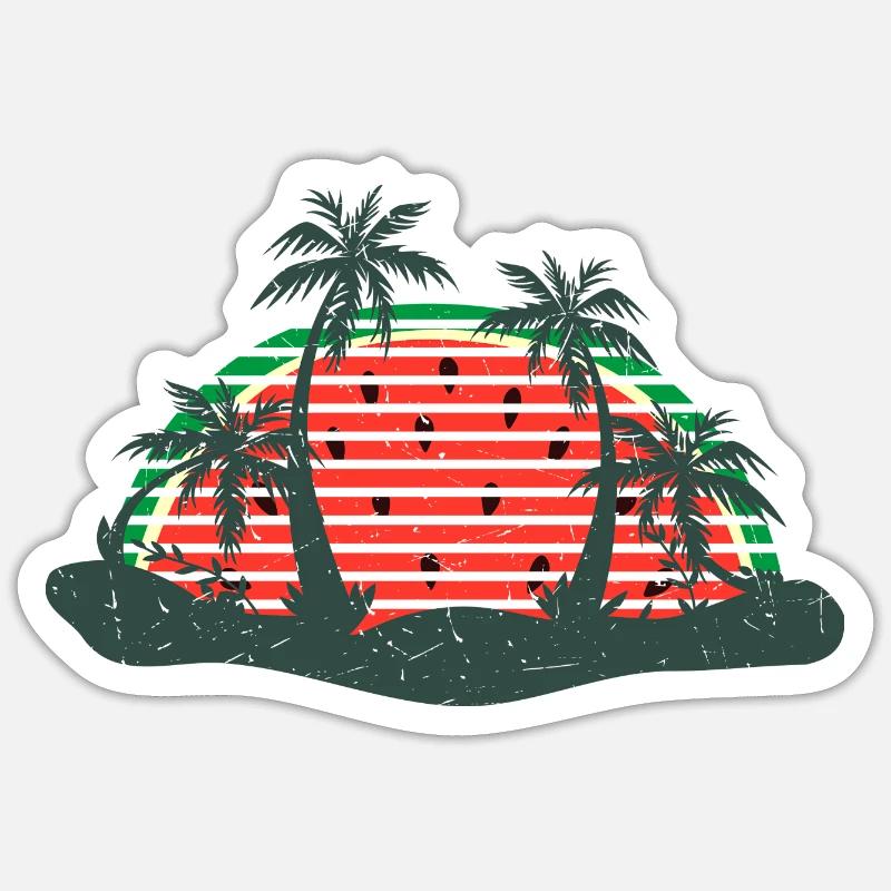 Coucher de soleil d’été de pastèque Sticker taille S (10 x 10 cm)