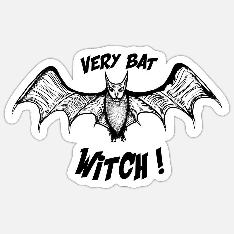 Very bat witch - Sticker taille S (10 x 10 cm) - blanc mat
