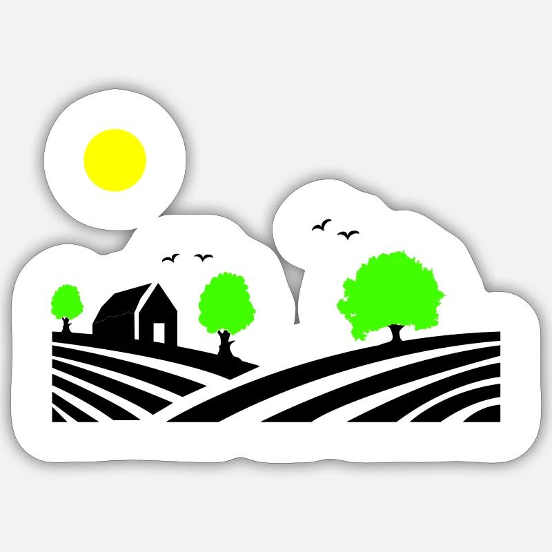 ferme - Sticker taille S (10 x 10 cm) - blanc mat