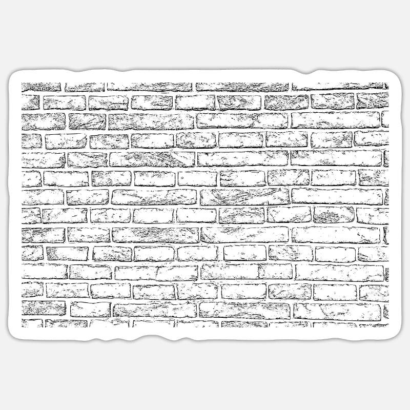Steinmauer - Sticker Größe S (10 x 10 cm) - Mattweiß