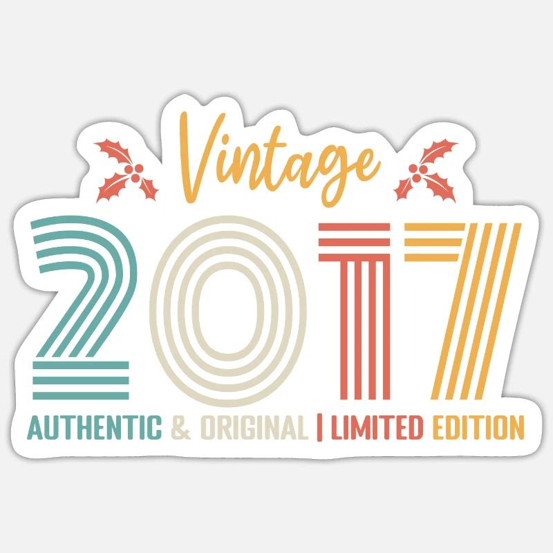 Geburtstag 2017 Geburtstag 2017 Retro - Sticker Größe S (10 x 10 cm) - Mattweiß