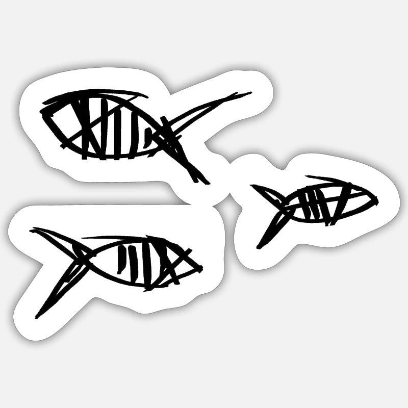 petits poissons - Sticker taille S (10 x 10 cm) - blanc mat