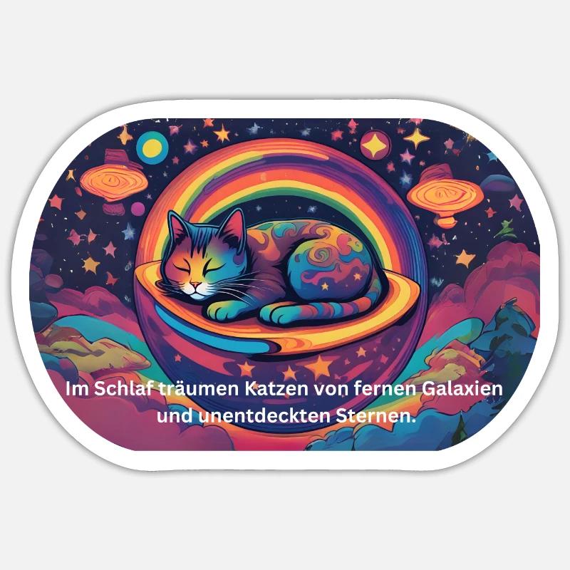 Dreaming Space Paws - Sticker Größe S (10 x 10 cm) - Mattweiß