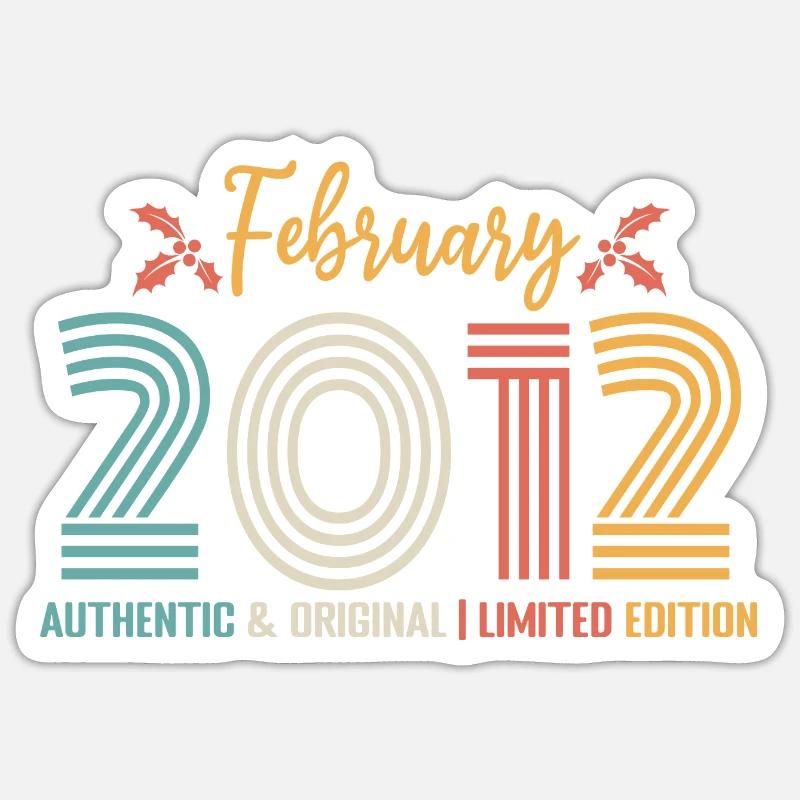 Février 2012 anniversaire Février 2012 rétro - Sticker taille S (10 x 10 cm) - blanc mat