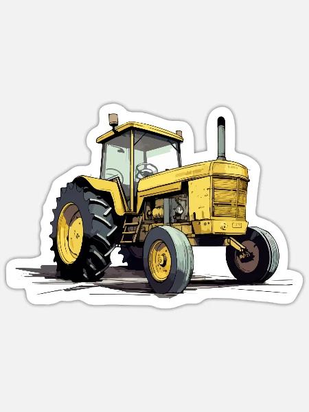 Gelber Traktor Nr. 2 - Sticker Größe S (10 x 10 cm) - Mattweiß