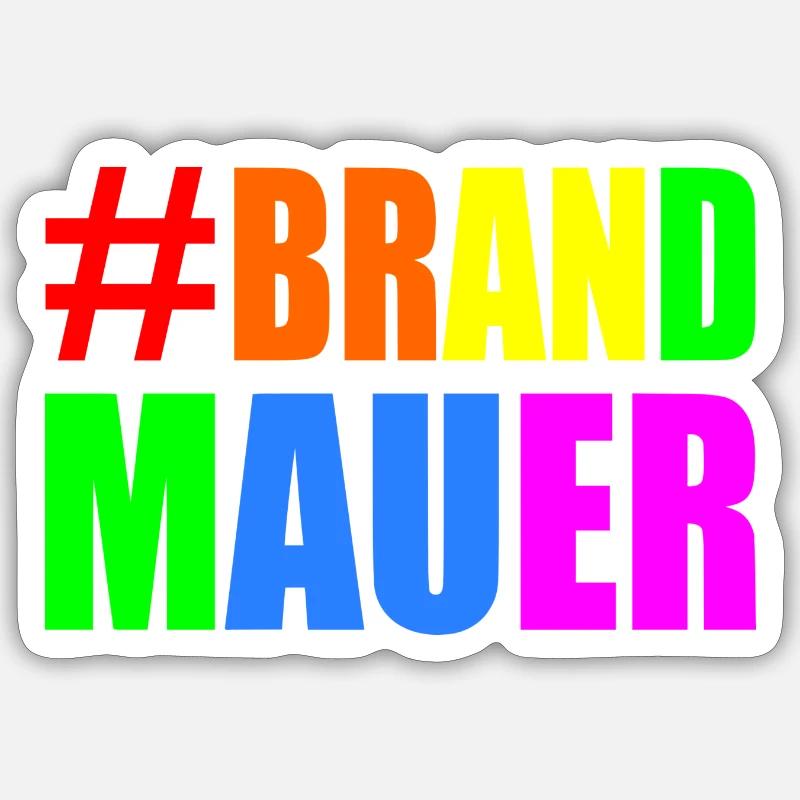 brandmauer - Sticker Größe S (10 x 10 cm) - Mattweiß