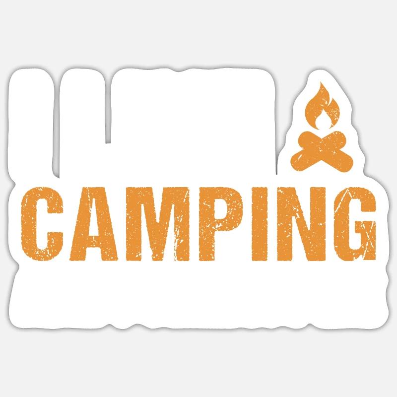 Camper J’aime le camping - Sticker taille S (10 x 10 cm) - blanc mat