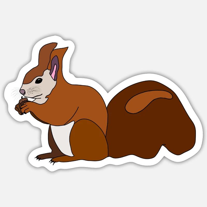 Écureuil avec noix - Sticker taille S (10 x 10 cm) - blanc mat