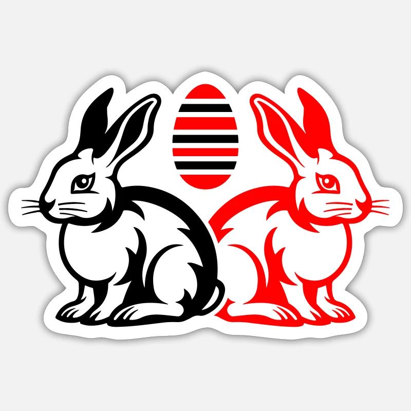 Lapin de Pâques Pâques - Sticker taille S (10 x 10 cm) - blanc mat