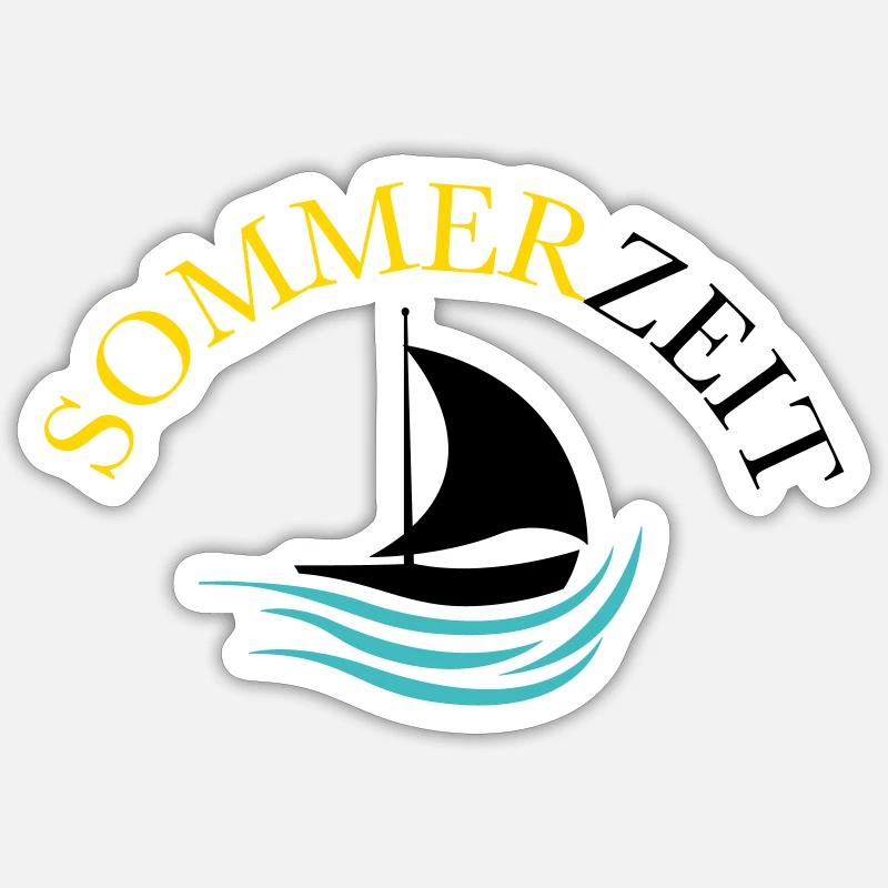 boot sommer - Sticker Größe S (10 x 10 cm) - Mattweiß