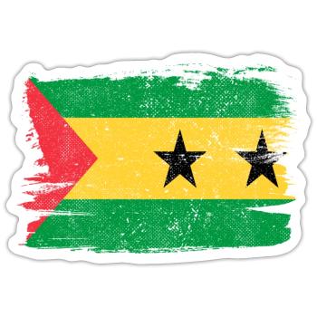 Sao Tomé-et-Príncipe Drapeau Drapeau Paix Vintage - Sticker taille S (10 x 10 cm) - blanc mat - Devant