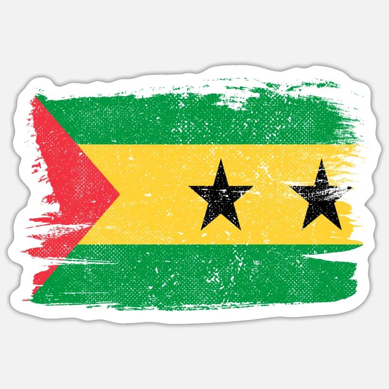 Sao Tomé-et-Príncipe Drapeau Drapeau Paix Vintage Sticker taille S (10 x 10 cm)