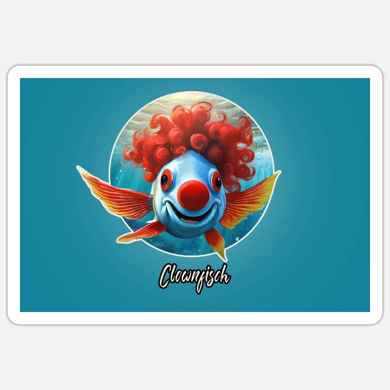 Pun ambiguous german expression - Clownfisch - Sticker Größe S (10 x 10 cm) - Mattweiß