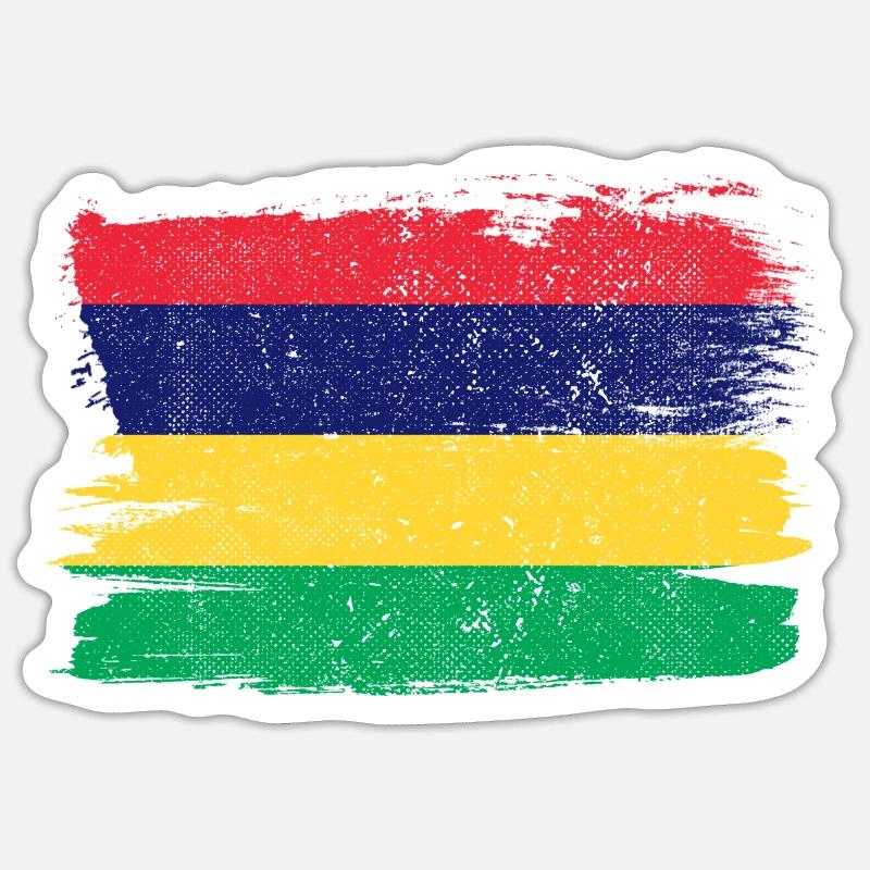 Drapeau de l’île Maurice Drapeau de la paix Vintage - Sticker taille S (10 x 10 cm) - blanc mat