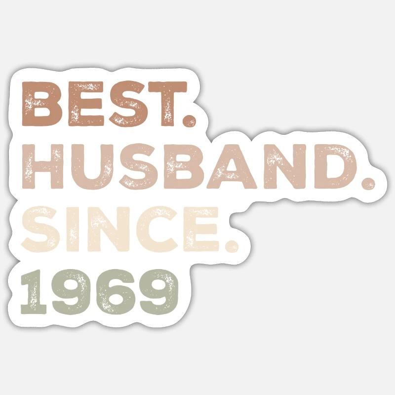 Bester Ehemann seit 1969 Jubiläumsgeschenk Sticker Größe S (10 x 10 cm)